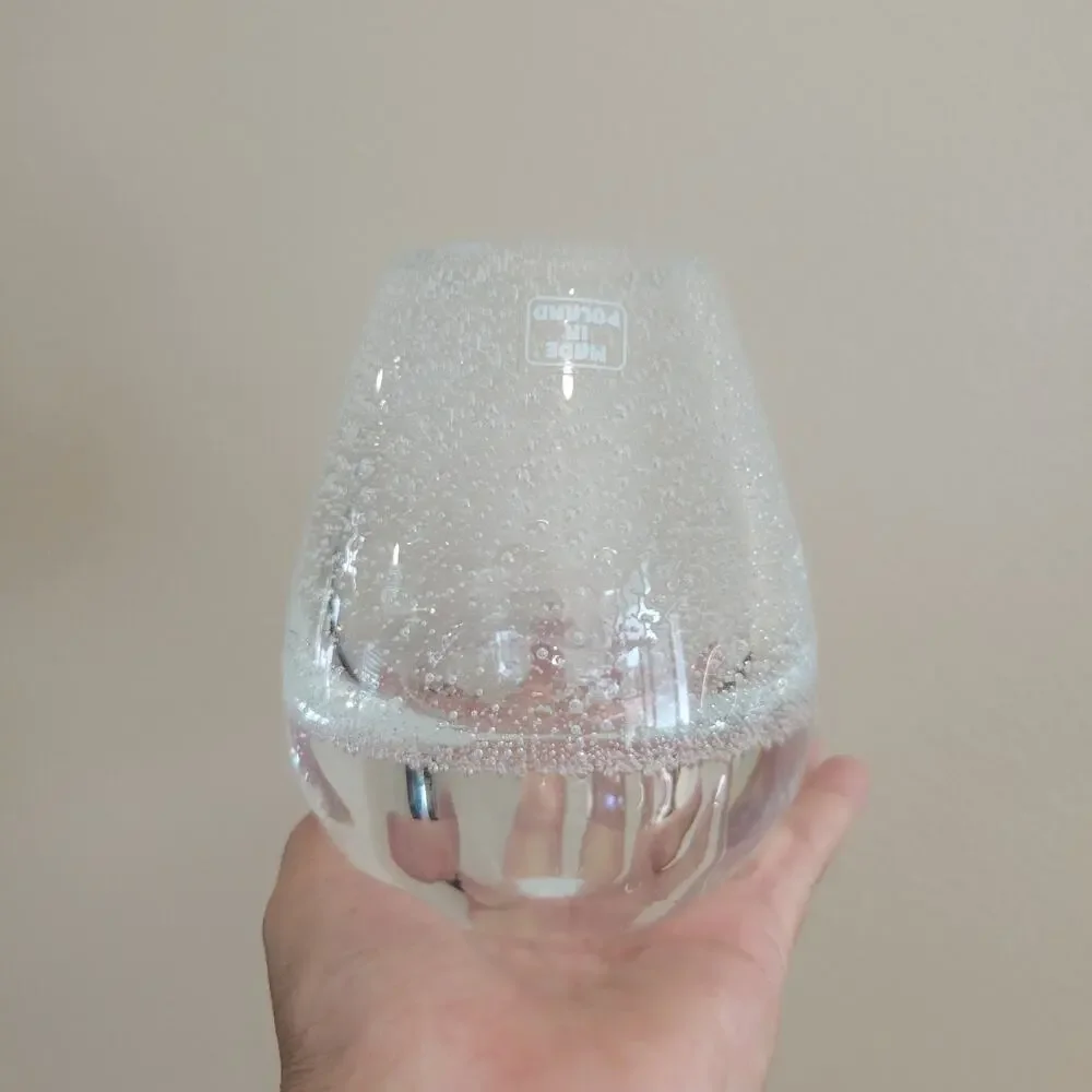 Vintage Hand-Blown Controlled Bubble Glass Teardrop Vase – Made in Poland